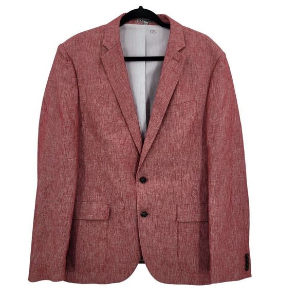 Express Slim Fit Photographer Blazer Sports Jacket 42R Red Linen Mod Barbiecore - Picture 1 of 13